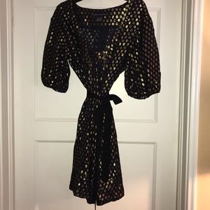 French Connection Black/Gold Metallic Mini Dress 4
